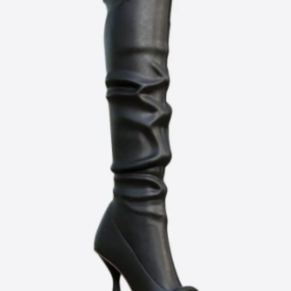 VEGAN LEATHER KNEE HIGH BOOTS WITH TOE STRAP - Picture 8 of 8